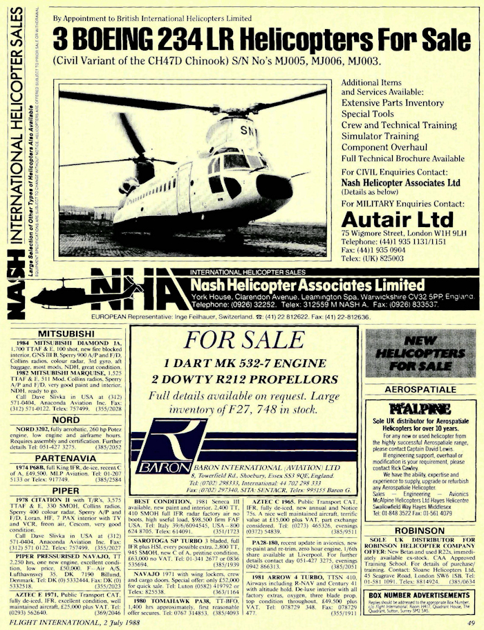 A 1988 advertisement placed in the Flight International magazine.