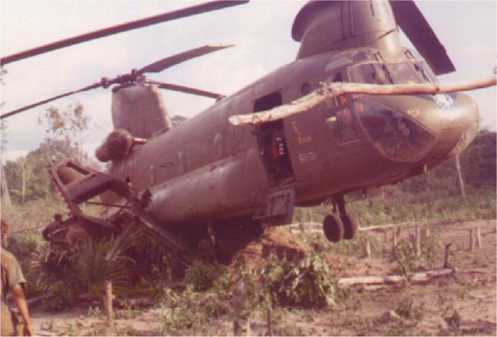 The pilot cranked 66-19114 back up (all by himself) and hovered over to the side of the LZ to get it out of the way. The crew departed the area on a Huey and left the aircraft for Maintenance to recover later.