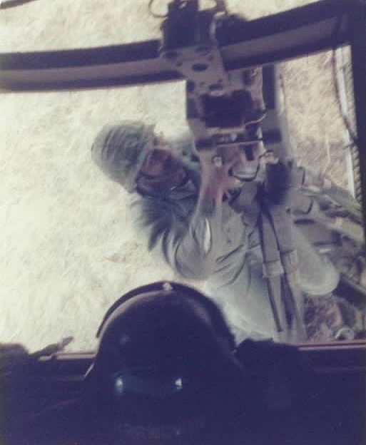 Hooking up a sling load on CH-47B Chinook helicopter 66-19119 at Fort Campbell, Kentucky, 1978.