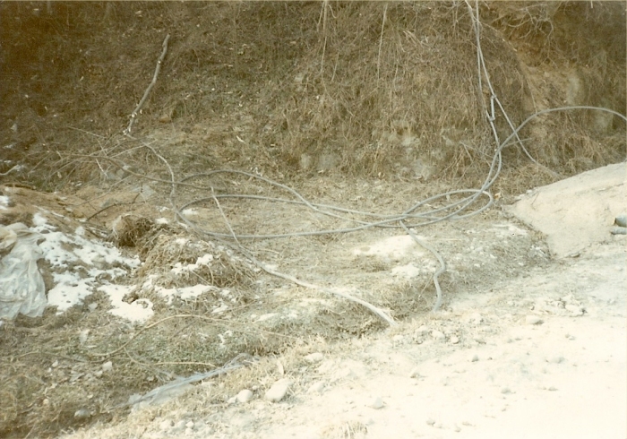 The wires that were cut during the wire strike by CH-47C Chinook helicopter 67-18532 on 9 December 1985 in the Republic of Korea (South Korea).