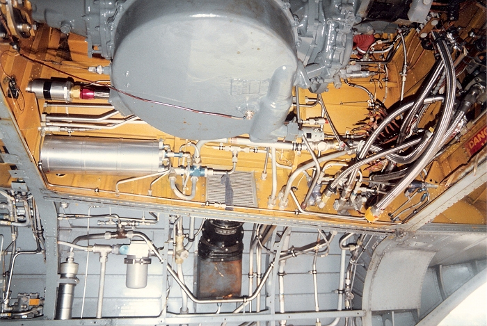 The Aft Transmission area of CH-47C Chinook helicopter 70-15032.