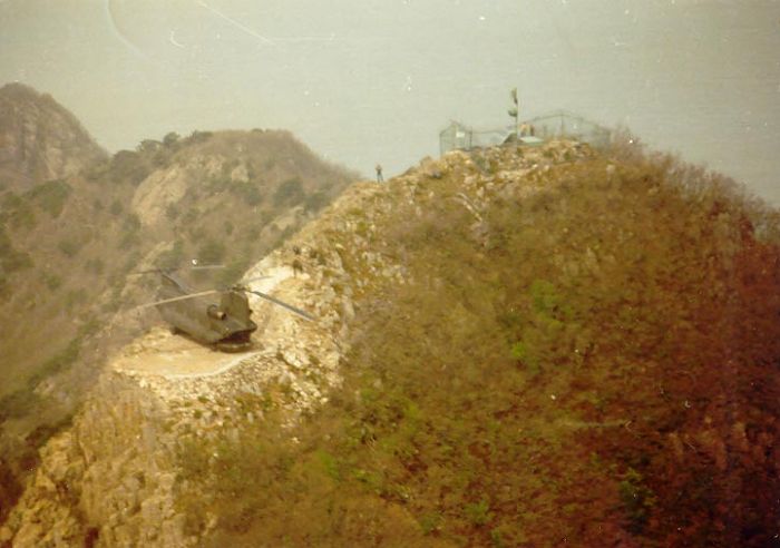 Boeing CH-47C Chinook 71-20955 stuck on a mountain in the Republic of Korea.