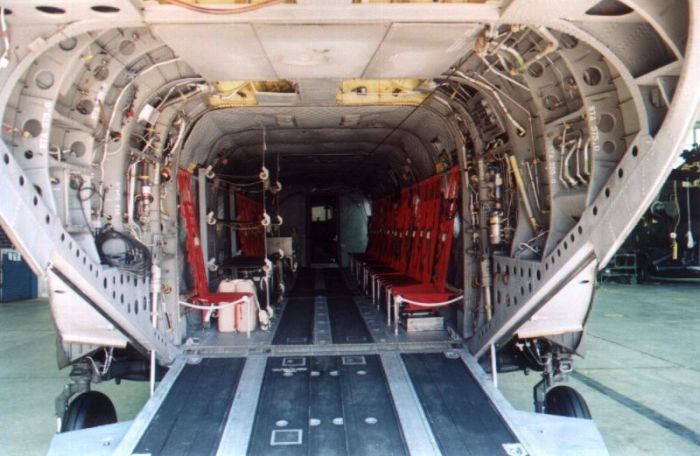 Boeing CH-47D Chinook 85-24353, the main cabin area.