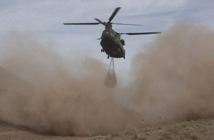CH-47D Chinook 86-01649 transporting cargo in Afghanistan.