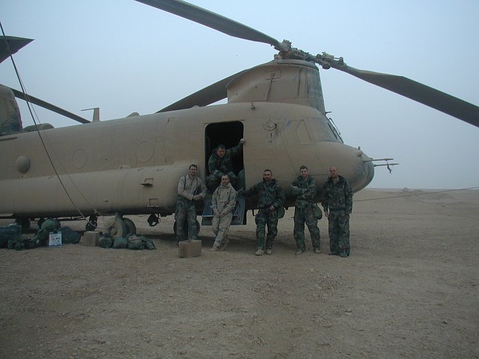 The shaken, but wiser crew of 88-00099 in the Iraqi desert.