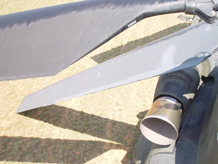 July 2002: Without the droop stops engaged and the dampner firmly attached, an aft rotor blade will make contact with the fuselage during engine shutdown and cause extensive damage. It will also eventually make contact with the ground.
