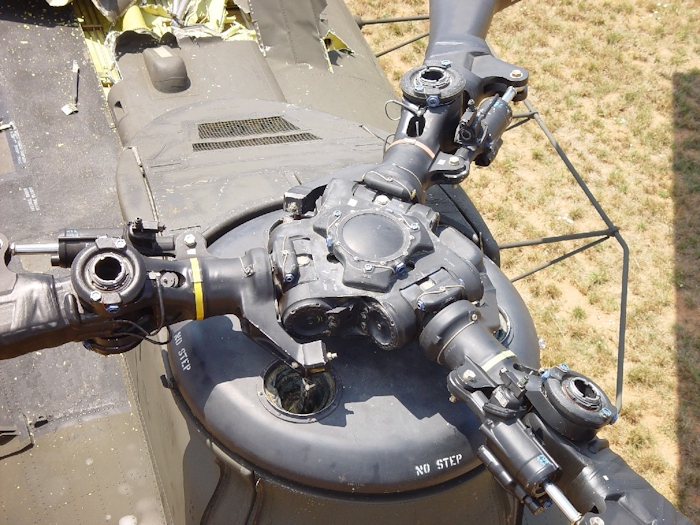 July 2002: A birds eye view of the top of the airframe showing the forward rotor head.