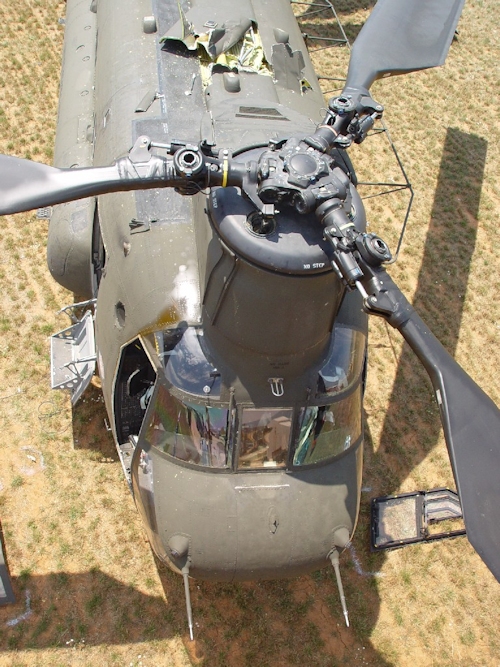 July 2002: A birds eye view of the top of the airframe showing the forward rotor head.