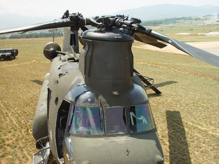 July 2002: An elevated view of the front of the helicopter.