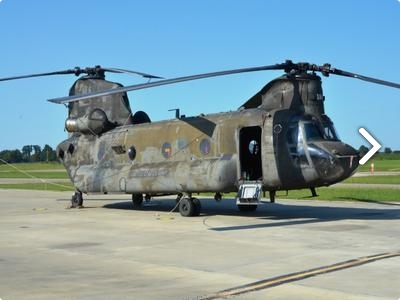 Right front view of CH-47D Chinook helicopter 90-00184 sitting at Madison Executive Airport (KMDQ), Meridianville, Alabama, during the auction process as it went up for sale to the highest bidder on the commercial market.