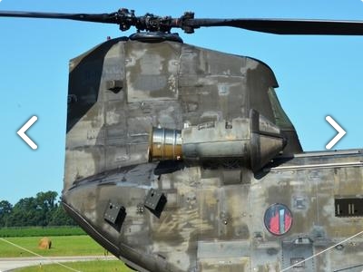 Right side of Aft Pylon view of CH-47D Chinook helicopter 90-00184 sitting at Madison Executive Airport (KMDQ), Meridianville, Alabama, during the auction process as it went up for sale to the highest bidder on the commercial market.
