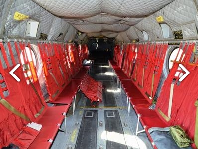 Interior view of main cabin of CH-47D Chinook helicopter 90-00184 sitting at Madison Executive Airport (KMDQ), Meridianville, Alabama, during the auction process as it went up for sale to the highest bidder on the commercial market.