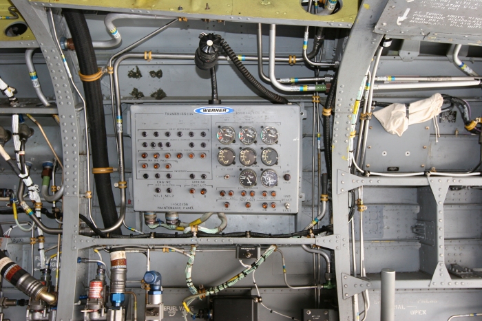The Maintenance Panel installed on 91-00256. On this panel, the Flight Engineer or Crew Chief can monitor the aircraft hydraulics systems, transmission, and engines for faults that could potentially cause the aircraft to crash.