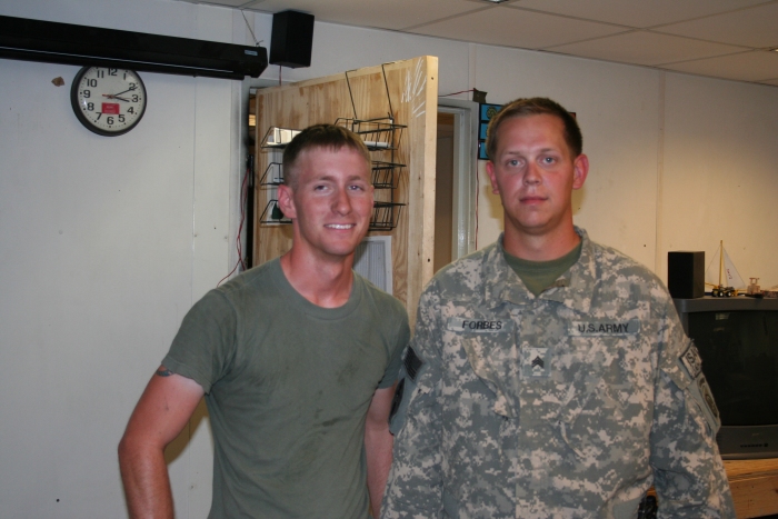 August 2009: The crew members of 07-08722 while deployed to Afghanistan. On the left is SPC Jo Nichols, Crew Chief, while on the right is SGT Mike Forbes, Flight Engineer.
