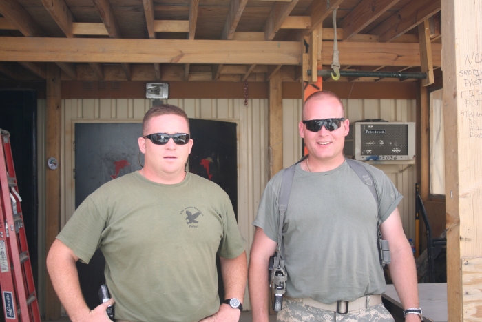 August 2009: SSG Andrew Scales, Flight Engineer, and SPC Matthew McCann, Crew Chief, on 08-08042 while deployed to Afghanistan.