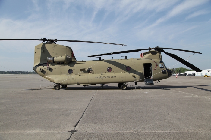CH-47F Chinook helicopter 08-08772 on the ramp at Hunter Army Airfield, Georgia, 29 March 2012.