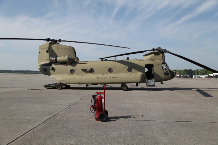 CH-47F Chinook helicopter 08-08773 on the ramp at Hunter Army Airfield, Georgia, 29 March 2012.