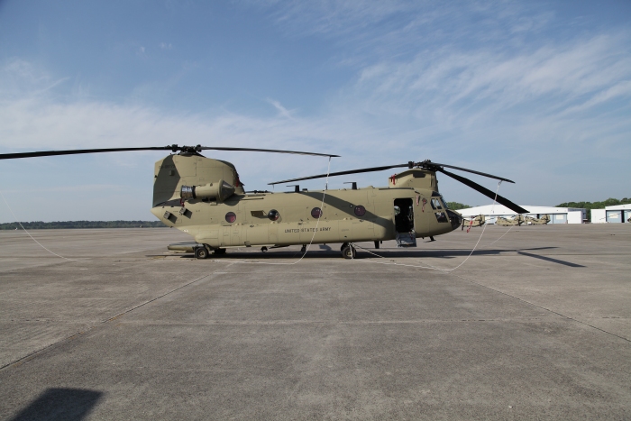 CH-47F Chinook helicopter 09-08779 on the ramp at Hunter Army Airfield, Georgia, 29 March 2012.