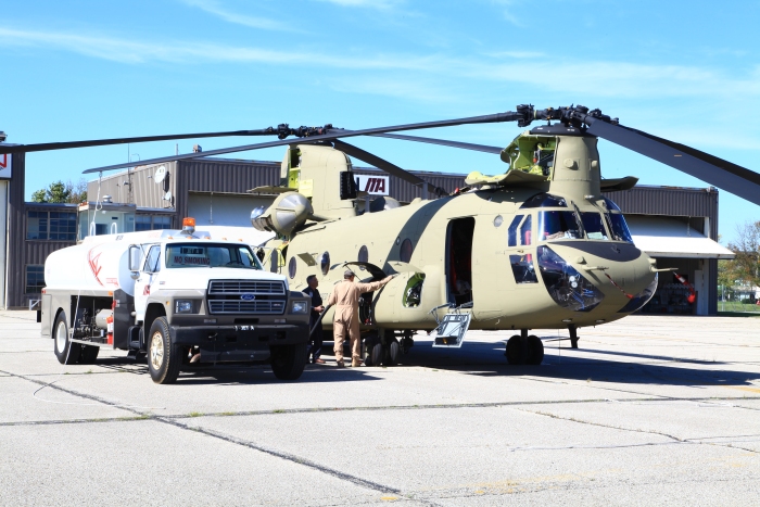 19 September 2012: 10-08802 on the civil side of Gus Grissom Joint Civil/Military Air Reserve Base receiving fuel - attended by Flight Engineer Robert Muller.