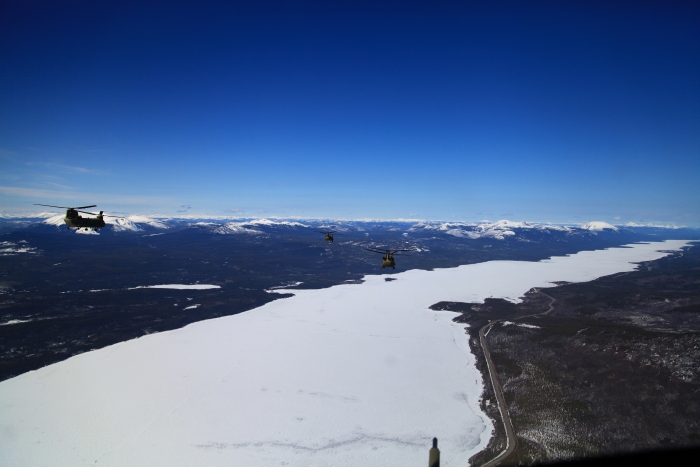18 April 2012: Sortie 1 passes over Teslin Lake (vicinity N 60° 10' W 132° 45').