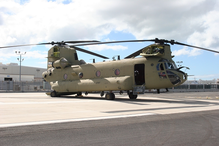 20 November 2010: CH-47F Chinook helicopter 07-08742 is ready to go following reassembly and preflight.