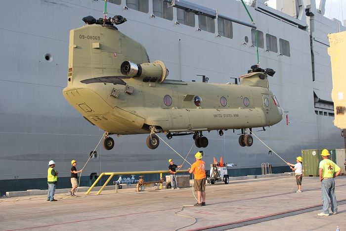 18 November 2010: CH-47F Chinook helicopter 09-08069 was the thirteenth aircraft to arrive at the dock.