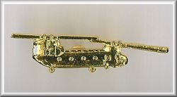 The Gilded Hooker, a CH-47 Chinook lapel pin - measures 1 inch in length.
