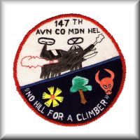 A patch from the 147th Assault Support Helicopter Company - "Hillclimbers", from their days in the Republic of Vietnam.