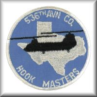 A patch from the 536th Aviation Company, Texas Army National Guard, circe 1971.