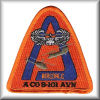A patch from A Company, 8th Battalion, 101st Aviation Division, Fort Campbell, Kentucky, date unknown.