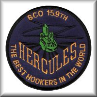 A patch from B Company, 159th Aviation Regiment - "Hercules", from their time at Hunter Army Airfield, near Savannah, Georgia, date unknown.
