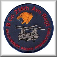 A patch from B Company -  "Hillclimbers", 214th Aviation Regiment, from their time in Hawaii, date unknown.