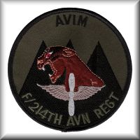 A patch from F Company, 214th Aviation Regiment, location and date unknown.