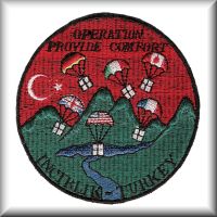 A patch worn by multiple units and nations, including E Company - "Centurians", 502nd Aviation Regiment, during Operation Provide Comfort in Turkey and Iraq after the first Gulf War, circa 1991.