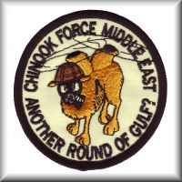 A patch from the Middle Eastern Theater designed and used by Royal Air Force Chinook units, exact location and date unknown.