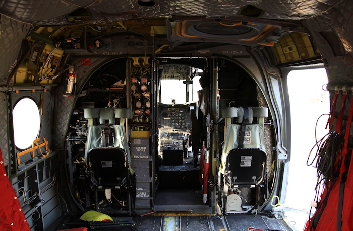 The forward main cabin area of CH-47D Chinook helicopter 88-00089.