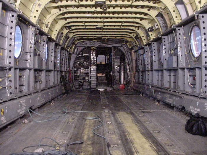 The main cabin area of 89-00171 while the helicopter was undergoing phase maintenance in April 2002.