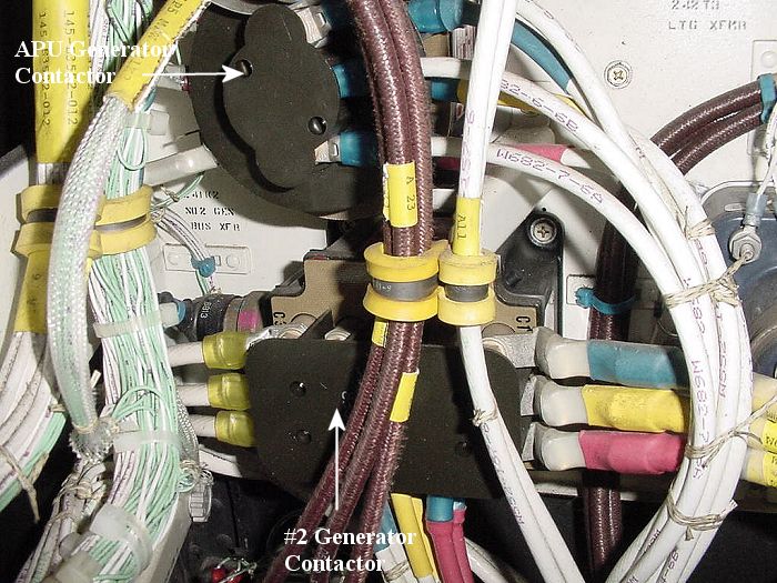 Center right side of the Number Two PDP showing the Number Two Main Generator Contactor.